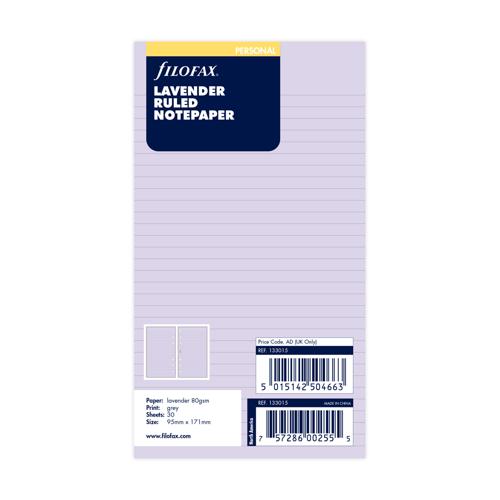 Filofax Organiser Refill Personal Notepaper Lavender - Smartfox