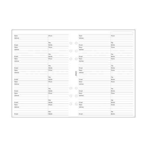 Filofax Organiser Refill A5 Contacts White