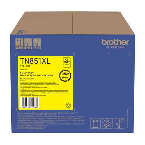 Brother TN851XLY / TN851XL Yellow High Capacity Toner