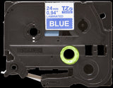 Brother TZe555 24mm TZ Tape White on Blue