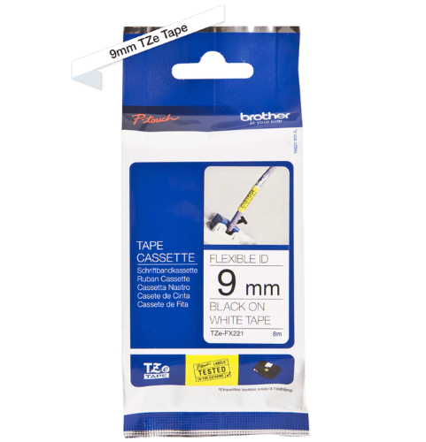 Brother TZeFX221 9mm Flexible Tape Black on White
