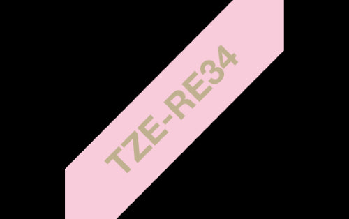 Brother TZeRE34 12mm Non Adhesive Ribbon Gold on Pink