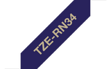 Brother TZeRE34 12mm Non Adhesive Ribbon Gold on Navy Blue