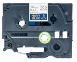 Brother TZeRE34 12mm Non Adhesive Ribbon Gold on Navy Blue