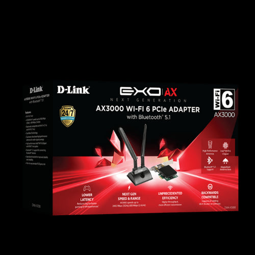 D-Link AX3000 Wi-Fi 6 PCIe Adapter with Bluetooth 5.1