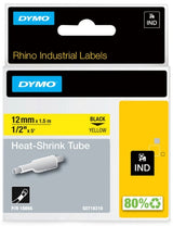 Dymo Rhino Heat Shrink Tube Tape 12mm Black On Yellow (18056)