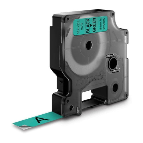 Dymo Black on Green 12mm x 7m Label Tape