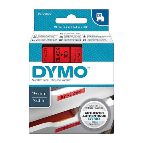 Dymo Black on Red, 19mm x 7m Label Tape