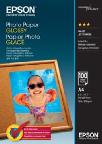 Epson A4 Glossy Photo Paper, 200gsm, Pack of 100 Sheets