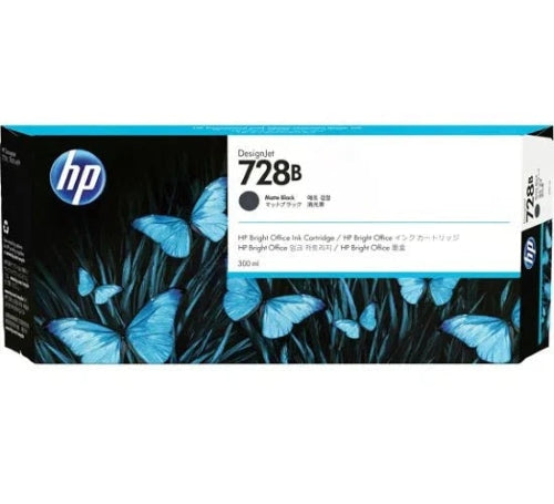 HP 728 / 728B Matte Black Genuine Ink Cartridge, 300ml (3WX30A)