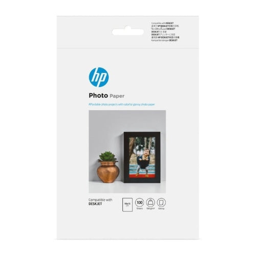 HP Everyday Gloss Photo Paper, 4 x 6, 180gsm, Pack of 100 Sheets (9RR54A)