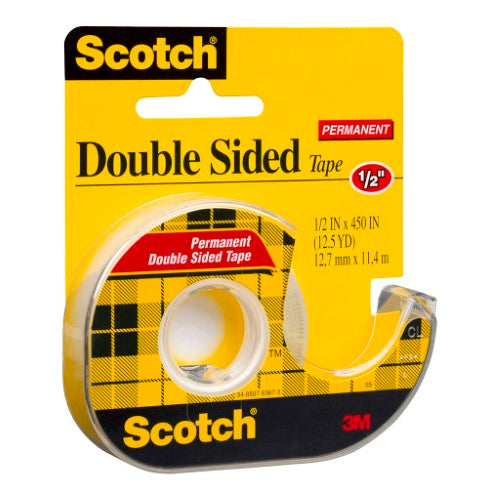 3M Scotch Double-Sided Tape Dispenser 137, 12mm x 11.4m, ideal for clean and precise light-duty mounting and crafting.