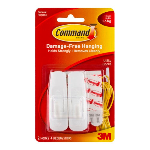 3M Command Hook 17001 Medium White Pk/2