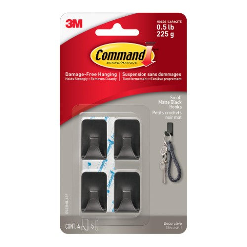 Command Hook 17032MB Small Matte Black Pk/4