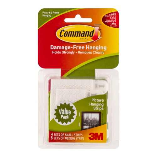 Command Picture Hanging Strips 17203 Assorted White, Pack of 12 Sets