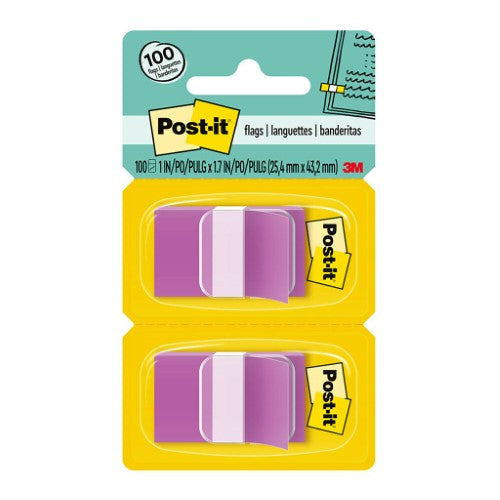 3M Post-it Flags 680-PU2 Twin Pack Purple  25x43mm 50/Dispenser, 2 Dispensers/Pk