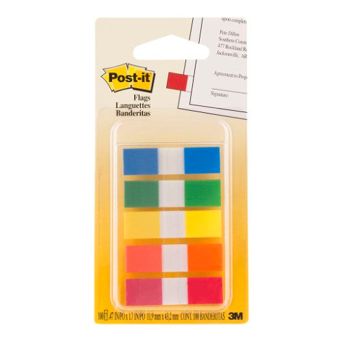 3M Post-it Flags 683-5CF Mini Assorted Portable 12x43mm Pkt/100