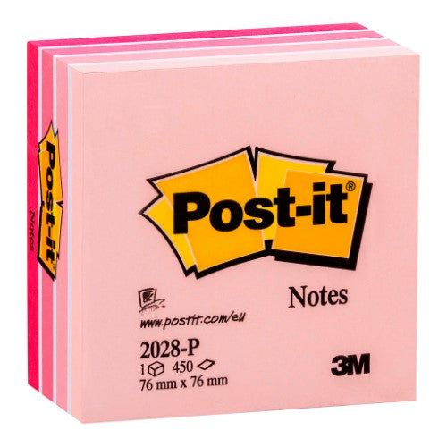 3M Post-it Notes Memo Cube 2028-P Pink 76x76mm 400 sheet cube