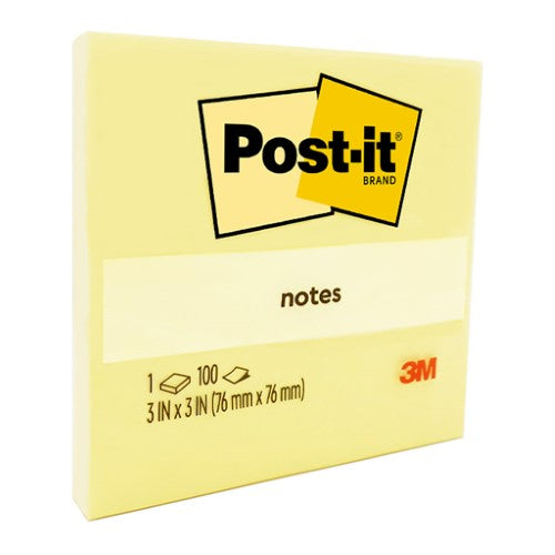 3M Post-it Notes Yellow 654-1 76x76mm 100 sheet pads