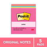 3M Post-it Notes 654-5PK Capetown Collection 76x76mm 100 sheet pads Pkt/5