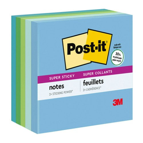 3M Post-It Recycled Super Sticky Notes 654-5SST Bora Bora 76X76mm Pkt/5