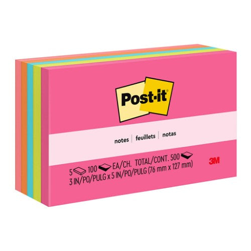 3M Post-it Notes 655-5PK Capetown Collection 76x127mm 100 sheet pads Pkt/5