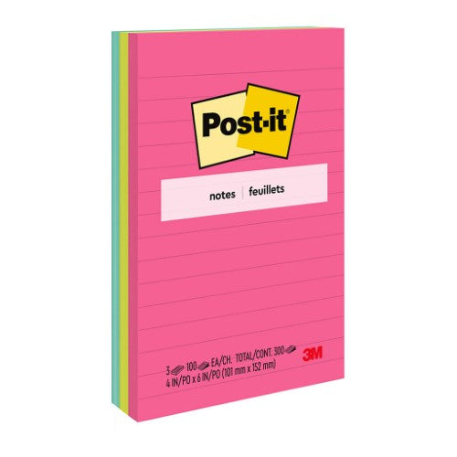 3M Post-it Notes 660-3AN Capetown Collection Lined 101x152mm Pkt/3