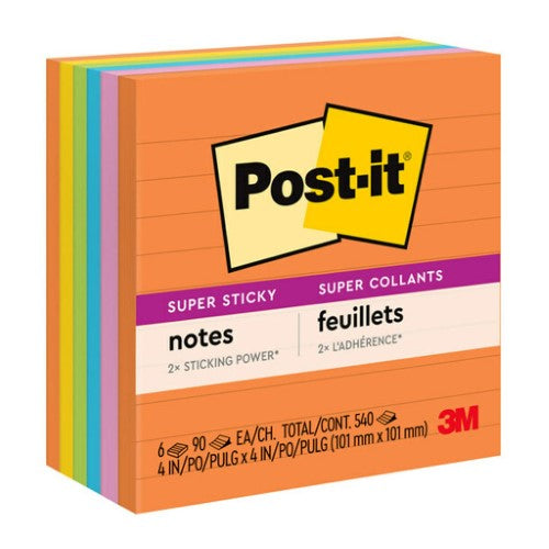 3M Post-It Super Sticky Lined Notes 675-6SSUC