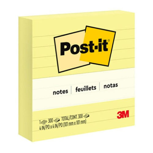 3M Post-it Notes 675-YL Lined  Yellow 101x101mm 300 sheet pads