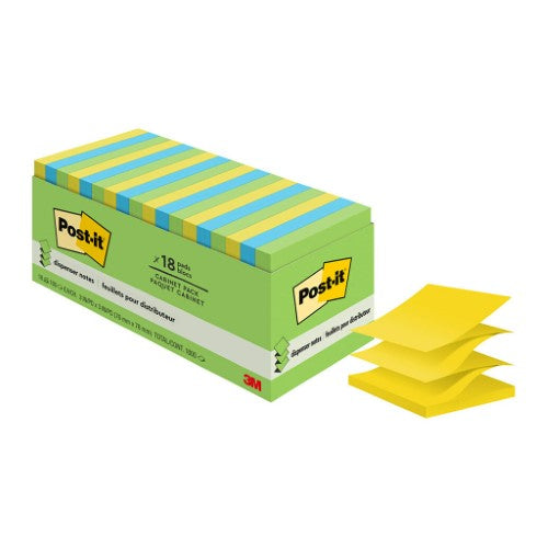 Vibrant 3M Post-It Pop Up Notes in Jaipur color, 76mm x 76mm, 18-pack for easy organization and quick reminders.