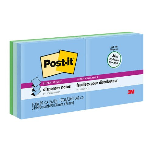 3M Post-It Recycled Note Super Sticky Pop-Up R330-6SST Bora Bora 76X76mm Pkt/5