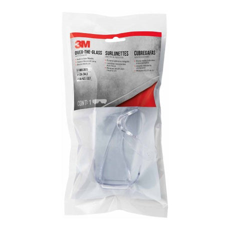 3M Over-The-Glass Safety Eyewear with anti-scratch clear lens, designed to fit over prescription glasses, pack of 10.