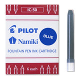 Pilot Fountain Pen Ink Cartridge Blue, Pack of 6 (IC-50-L)