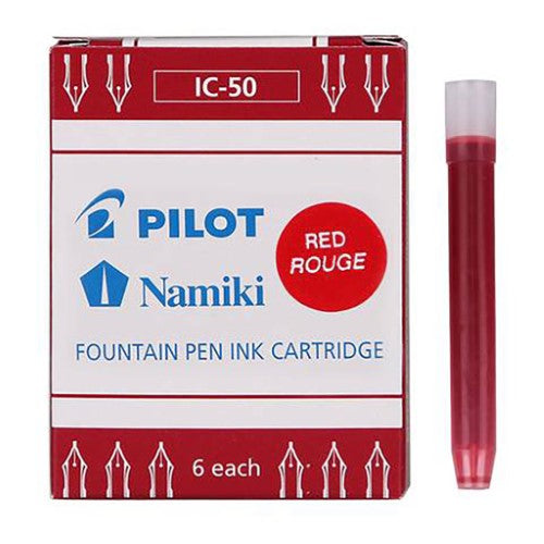 Pack of 6 Pilot fountain pen red ink cartridges for smooth and vibrant writing, ideal for journaling and calligraphy.