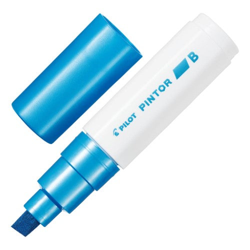 Pilot Pintor Broad Chisel Metallic Blue Marker- (Set of 6)