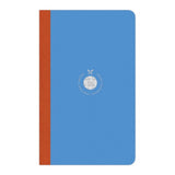 Flexbook Smartbook Notebook in blue and orange, featuring ruled ivory paper and eco-friendly cover, flat opening design.