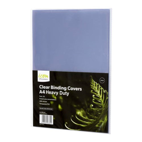 Pack of 20 A4 clear binding covers, 200 microns thick, ideal for protecting and enhancing presentations and documents.