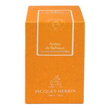 50ml bottle of Jacques Herbin Ambre de Baltique ink, showcasing rich amber color ideal for fountain pens and calligraphy.