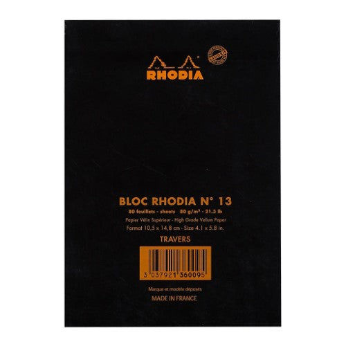 Rhodia Bloc Pad No. 13 A6 Lined Black