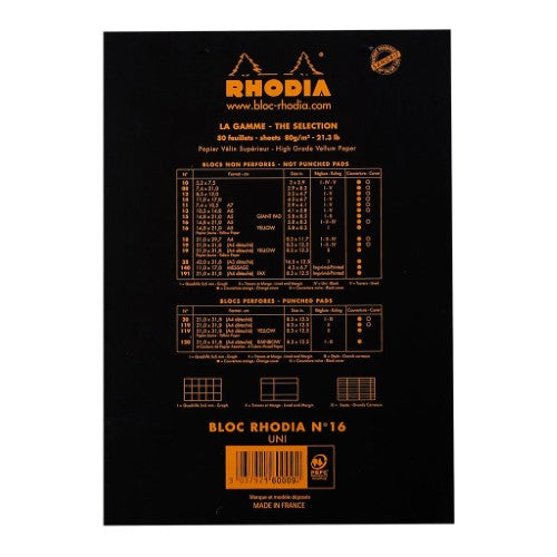 Rhodia Bloc Pad No. 16 A5 Blank Black