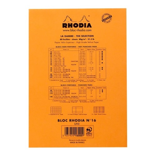 Rhodia Bloc Pad No. 16 A5 Blank Orange