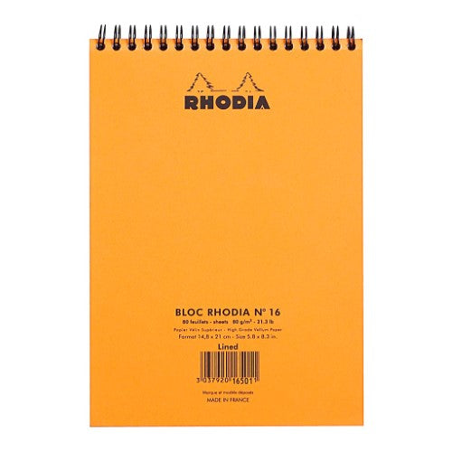 Rhodia Classic Notepad Spiral A5 Lined Orange