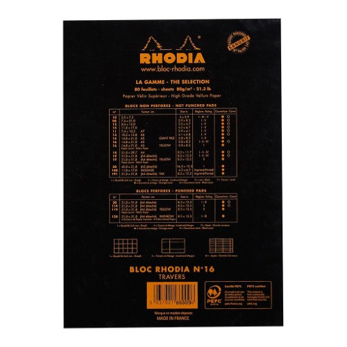 Rhodia Bloc Pad No. 16 A5 Lined Black