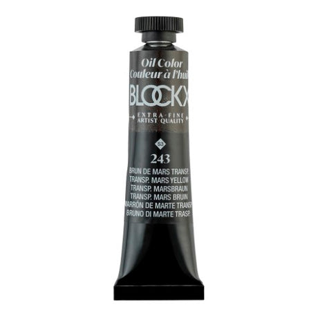 20ml BLOCKX Oil Tube in Transparent Mars Brown, perfect for artists with high color concentration and easy mixing.