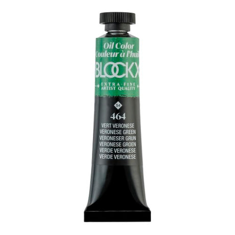 BLOCKX 20ml Oil Tube in Veronese Green, featuring vibrant, high-quality pigment for effortless mixing and blending.