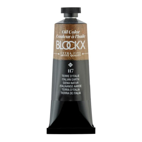 BLOCKX Oil Tube 35ml in Italian Earth, vibrant semi-opaque pigment for rich color and smooth application for artists.