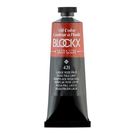 BLOCKX Oil Tube 35ml S3 421 in Rose Madder Pale, vibrant oil paint with rich transparent pigment PR149 for artists.