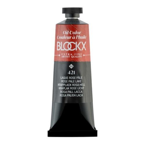 BLOCKX Oil Tube 35ml S3 421 in Rose Madder Pale, vibrant oil paint with rich transparent pigment PR149 for artists.