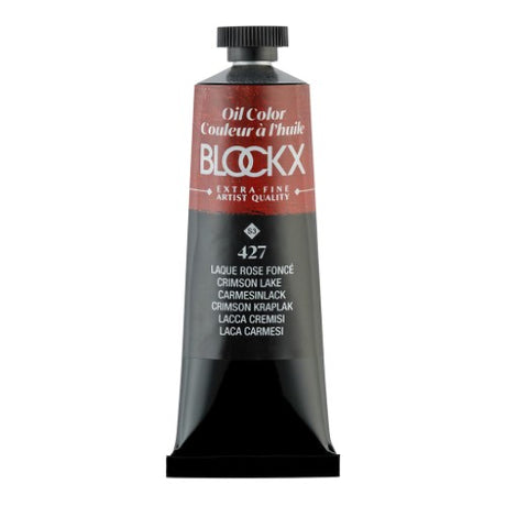 BLOCKX Oil Tube 35ml in Crimson Lake, featuring smooth application and vibrant transparency, ideal for artists.