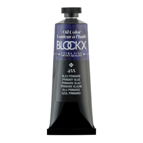 BLOCKX Oil Tube 35ml S3 455 Primary Blue, a vibrant oil paint with pure pigments for smooth application and brilliant color.